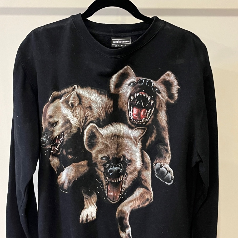 The Hundreds Gold Label Crewneck – Hyena Graphic Sweatshirt (Black, M)